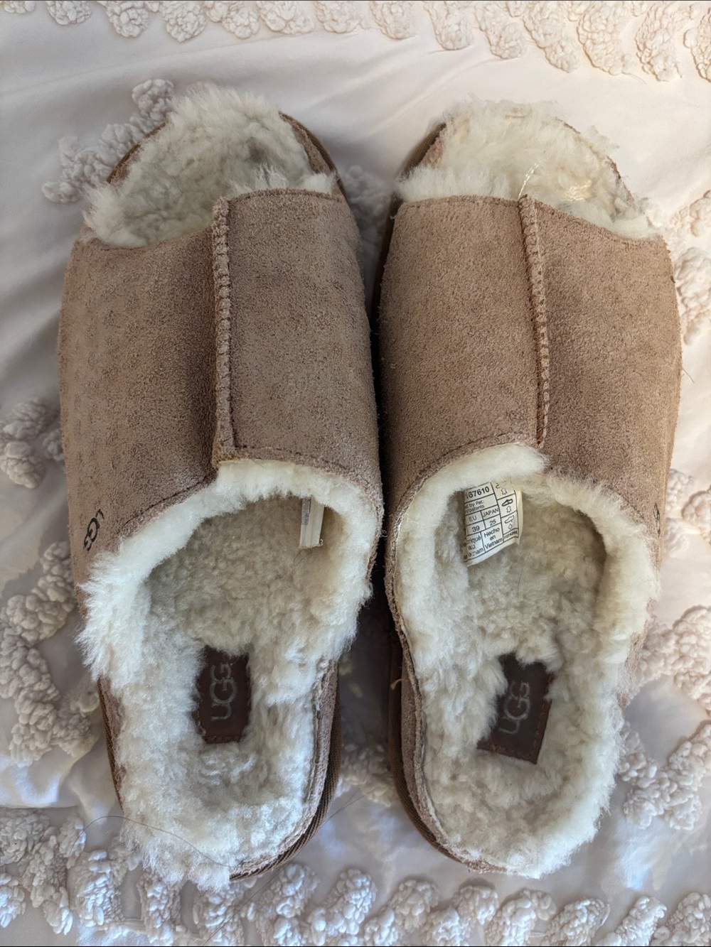 UGG Women's Suede Shearling Clog Slippers - Sand